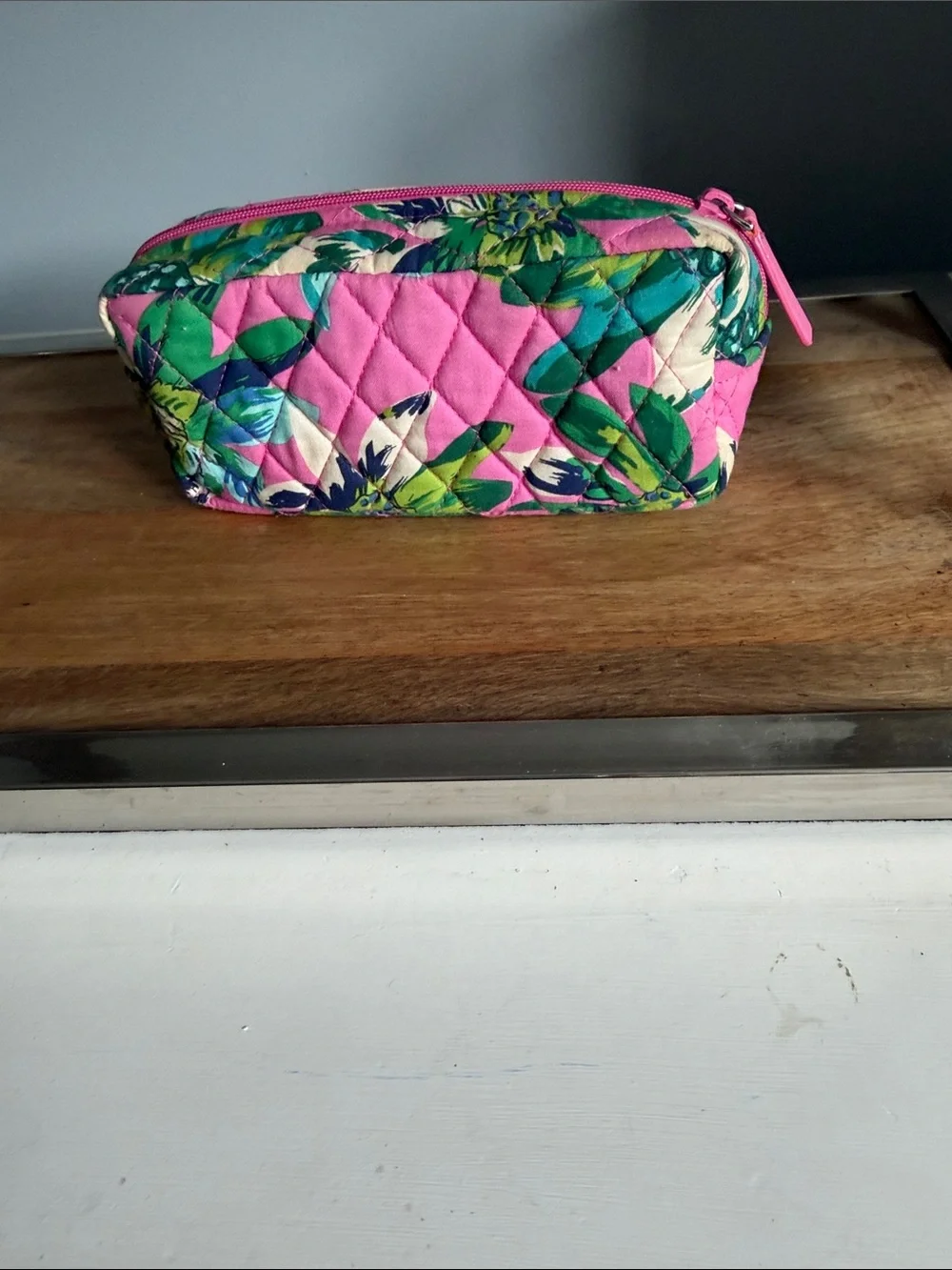 Vera Bradley Pink & Green Floral Quilted Cosmetic Travel Bag Set